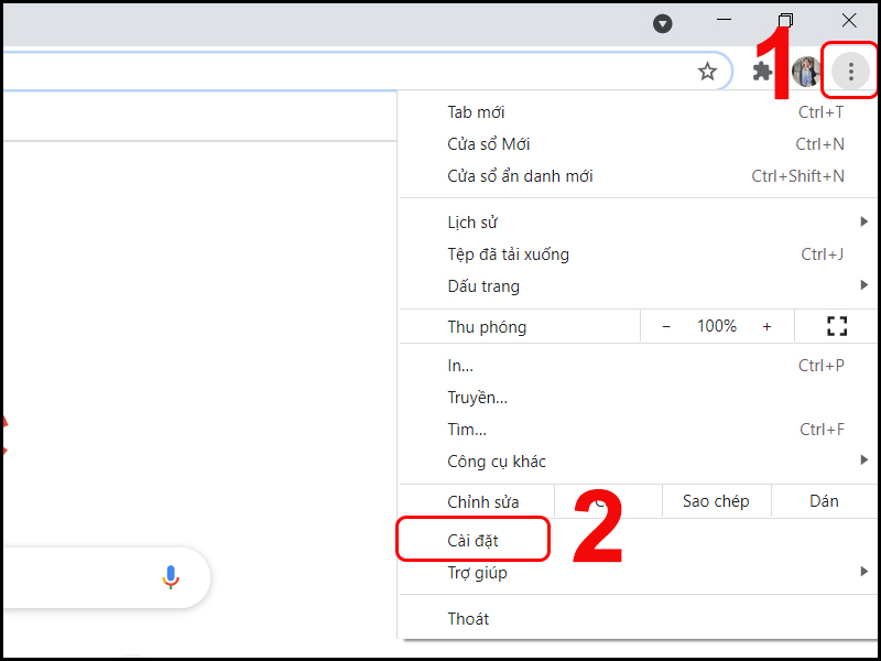 Truy cập vào mục cài đặt trên Google Chrome